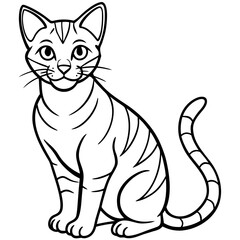 Obraz premium Cute tabby cat sitting and looking forward silhouette