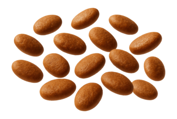 Protein-rich dry cat food in oval shapes, crafted for an active cat in a duplex house.