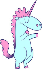 cartoon unicorn in bright neon color