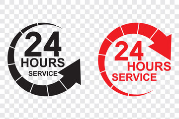 24 hour service icon. 24 hours icon. 24 hours order execution or delivery service icon. 24 hours icon flat style on a white background. 