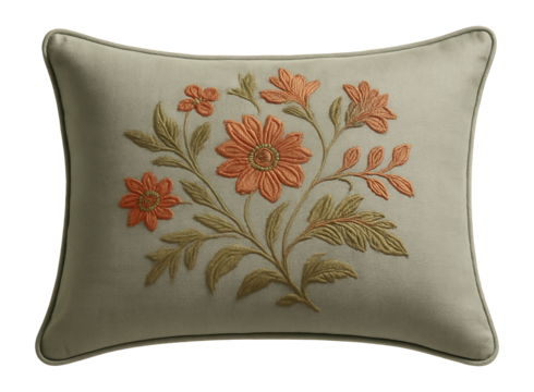 Decorative throw cushion for a garden bench, featuring an embroidered design and a hypoallergenic filling for comfort.