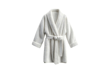 Soft White Bathrobe with Belt Isolated on Transparent Background