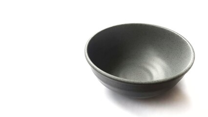 Empty circle grey bowl with ceramic melamin material isolated on white background
