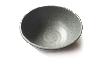 Empty circle grey bowl with ceramic melamin material isolated on white background