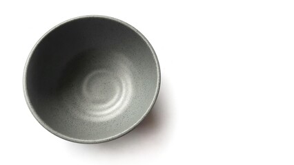Empty circle grey bowl with ceramic melamin material isolated on white background