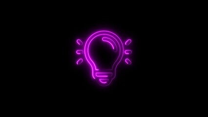 Glowing neon light bulb symbolizing idea concept innovation brightness and creativity