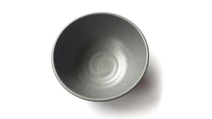 Empty circle grey bowl with ceramic melamin material isolated on white background
