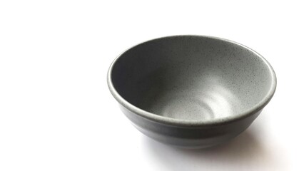 Empty circle grey bowl with ceramic melamin material isolated on white background
