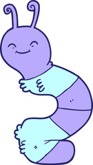 cartoon happy caterpillar in bright neon color