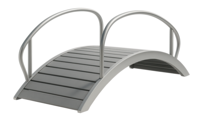 Portable garden bridge made of lightweight aluminum, easy to move and ideal for small gardens.