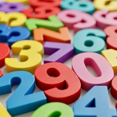 Colorful Wooden Numbers Scattered
