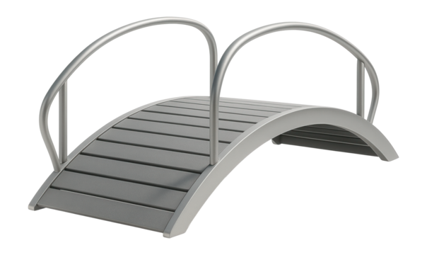 Portable garden bridge made of lightweight aluminum, easy to move and ideal for small gardens.