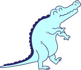 hand drawn quirky cartoon crocodile in bright neon color