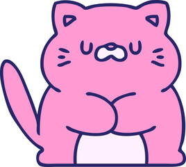 cartoon of a cute little cat in bright neon color