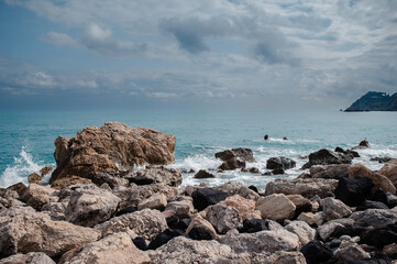 Rocky Seashore with Crashing Waves