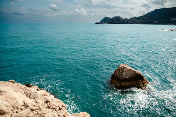 Serene Coastal Scene with Rocky Shoreline