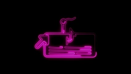 Neon pink ui design elements with arrows and cursor on dark black background