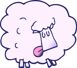 cartoon doodle funny sheep in bright neon color