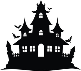 haunted house vector silhouette
