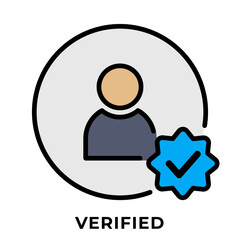 Single Icon User Verified, Avatar Icon, Icon Line Color
