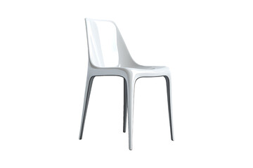 White Plastic Chair with Armrests Isolated on Transparent Background