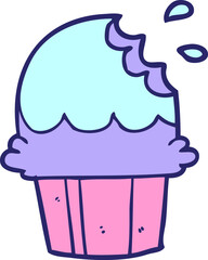 cartoon chocolate cupcake in bright neon color