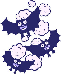 cartoon bats in bright neon color
