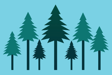 Obraz premium Black Pine Tree Silhouettes – Vector Set of Isolated Evergreen Trees on White Background