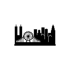 Fototapeta premium creative details Outline City Skyline with People Icon vector illustration