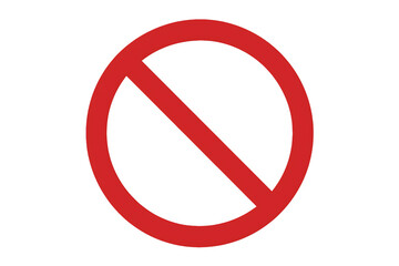Red prohibition sign with a diagonal line across a circle on transparent
