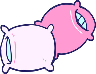 cartoon doodle pillow in bright neon color