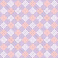 Soft pastel argyle pattern in pink and lavender for fabric and decor
