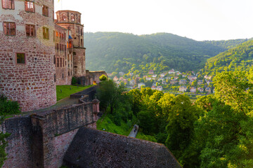 Historic Heidelberg Castle Overlooking the Scenic Town and Valley at Sunset