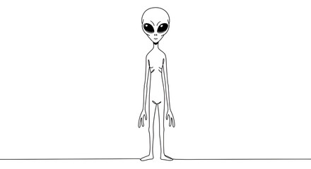 Simple Line Art of a Classic Alien Character