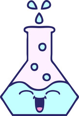cute cartoon of a science beaker in bright neon color
