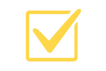 Yellow check mark inside a square box on a transparent background © Md Imran Khan