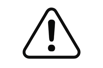 Warning sign with exclamation mark inside a triangle on a transparent background