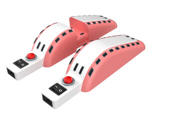 Fototapeta premium High-Resolution Isolated Pink and White Foot Exercisers. Versatile Pedal Machines for Physical Rehabilitation, Desk Workouts, and Personal Fitness. Enhances Leg Circulation and Muscle Recovery.