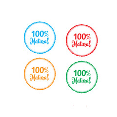 100% Natural Label – Organic Eco-Friendly Badge Vector for Product Packaging & Branding