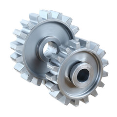 Two Intermeshed Silver Metal Gears Detailed 3 D Render of Cogwheels Mechanical Parts Industrial Engineering Components Precision Machined