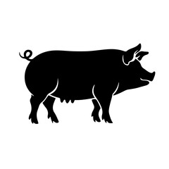 Fototapeta premium Pig Silhouette Vector – Farm Animal Clipart for Agriculture and Butchery Designs