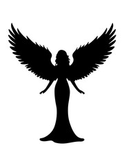 Mystical Angel Silhouette with Sprawling Wings &ndash; Ethereal Spirit Art