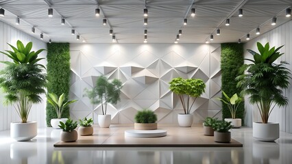 Lush potted plants in a modern, bright interior