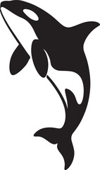 Orca leaping silhouette for wildlife print, Ocean animal vector black and white © jakircreativedesign