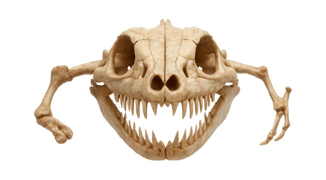 Skull of a prehistoric snake with vestigial limb bones visible