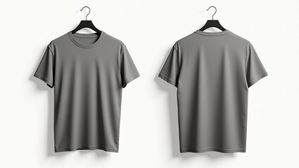 Blank Gray T-Shirt Mockup Front and Back Views for Customizable Designs on White Background