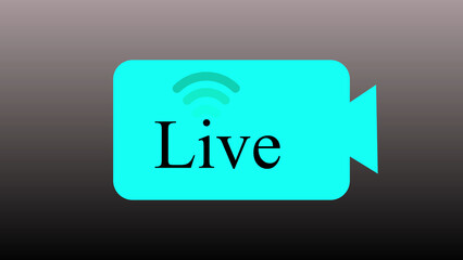 Modern live stream icon with broadcasting signal overlayed on a turquoise rectangle