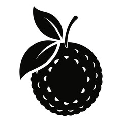 black silhouette logo of a Lychee white background.