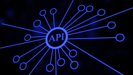 Abstract api visualization connecting data points and depicting information technology concepts