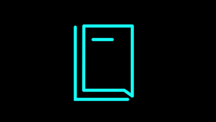 Abstract neon illustration of a notebook with outline style on a black background